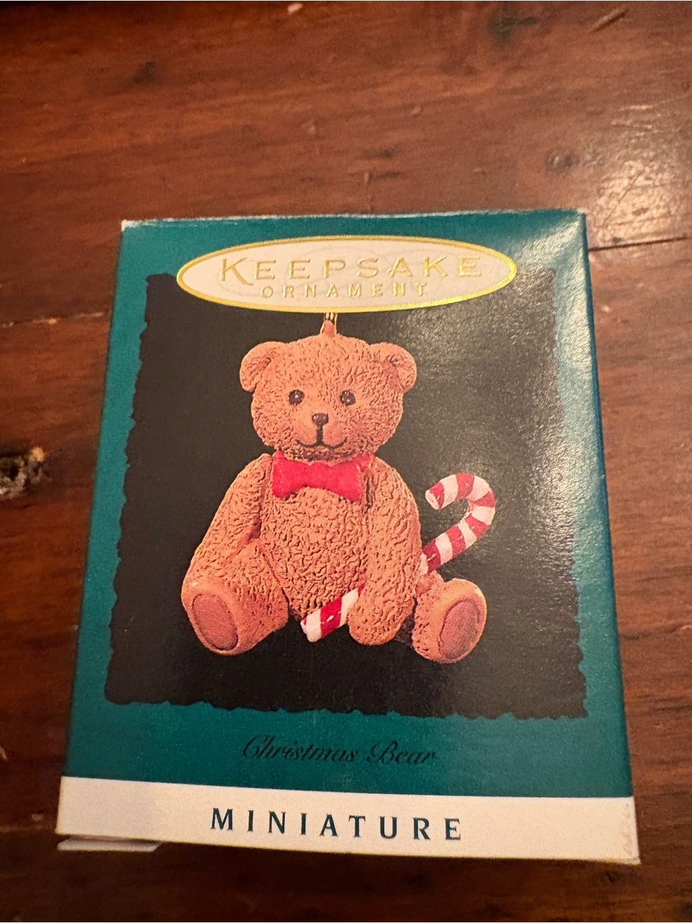 KEEPSAKE the Label Brown Teddy with Red Bow and Candy-Stripe Cane